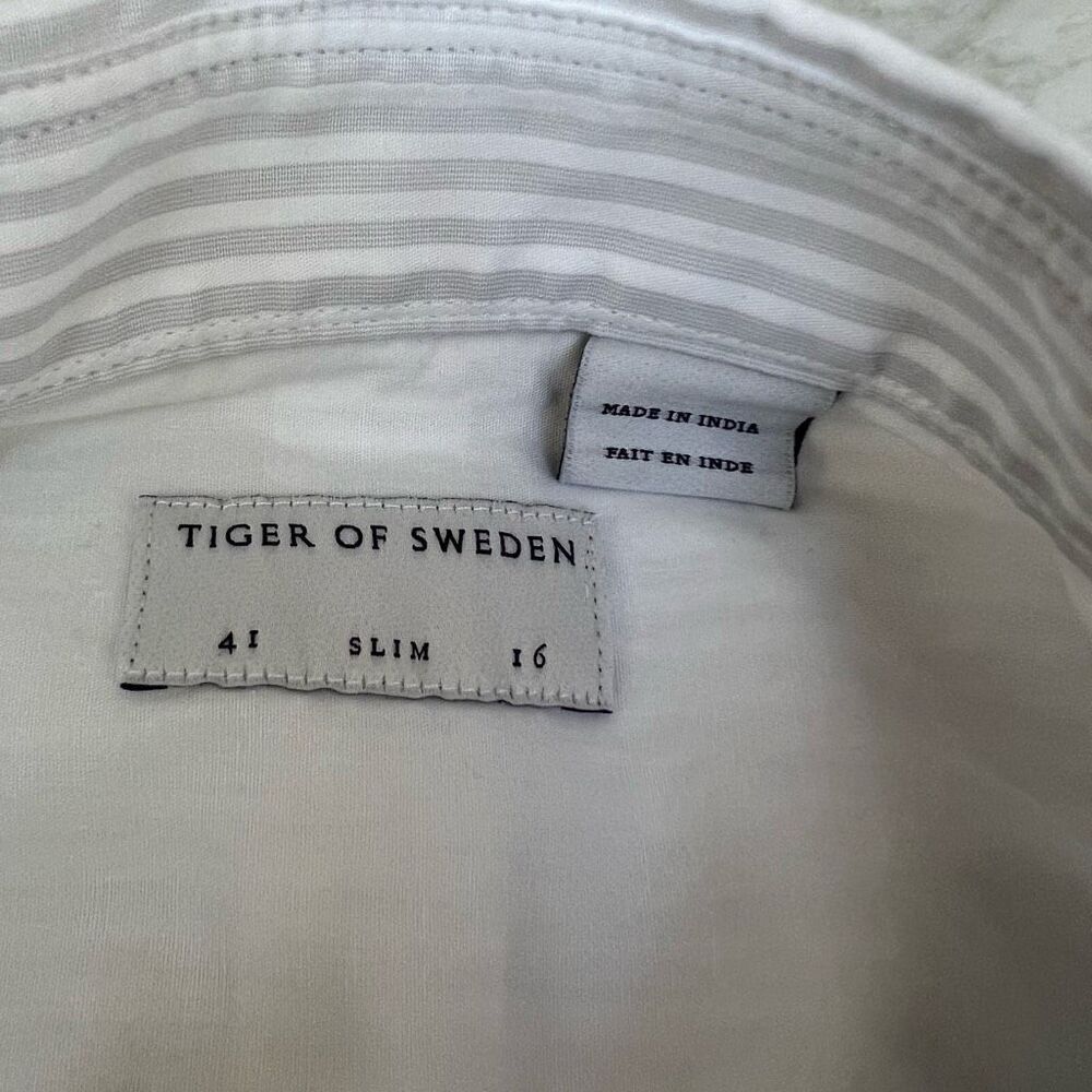 Tiger Of Sweden Adleyx Stripe Slim Fit Button-up Dress Shirt In Grey 41/16 - Picture 5 of 10